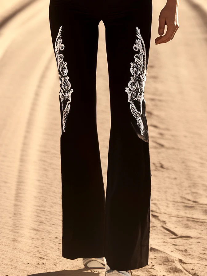 【24-hour shipping out】Vintage Western Embroidered Sleeveless Wide Leg Jumpsuit
