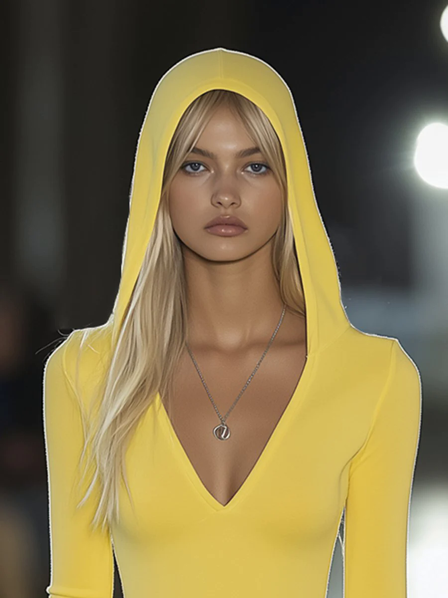 【24-hour shipping out】Casual Fashion Slim Fit Hooded T-shirt Mini Dress